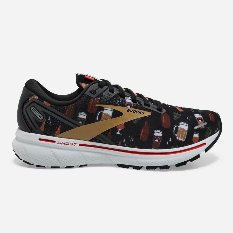 Brooks Ghost 14 Australia - Women's Cushioned Road Running Shoes - Black/White/Fiery Red (360527-JHZ